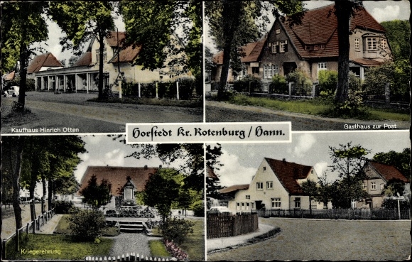 PC Horstedt Lower Saxony, department store Hinrich Otten, Inn zur Post, war memorial, street section