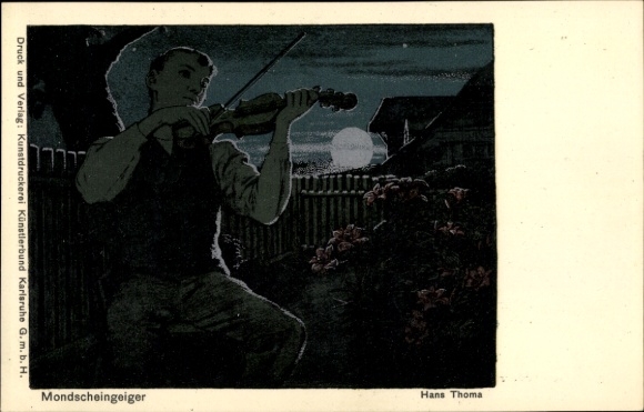 Artist Postcard Thoma, H., Moonlight Violinist