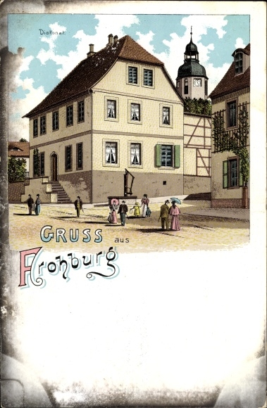 Chromo-Litho Frohburg in Saxony, diaconate, street section