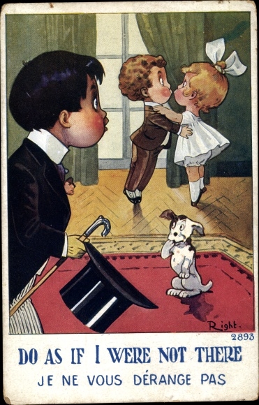 Artist Postcard Right, lovers, jealousy, dog, Do as if I were not there