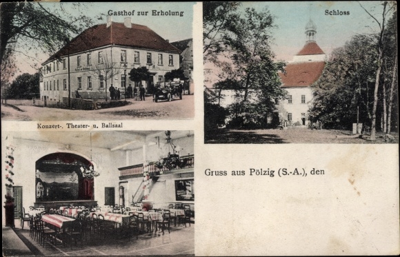 Postcard Pölzig Thuringia, inn for recreation, castle