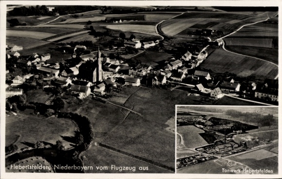 Postcard Hebertsfelden Lower Bavaria, aerial photograph, Tonwerk