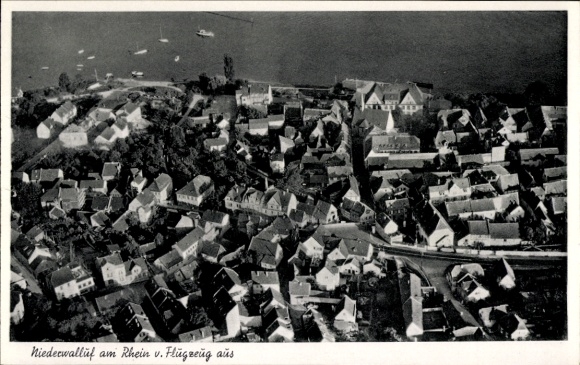 Postcard Niederwalluf Walluf am Rhein, aerial photograph