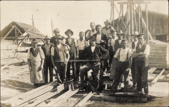 Photo Postcard Group shot of carpenters