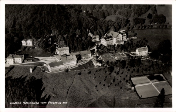 Postcard Adelholzen Siegsdorf in Upper Bavaria, aerial photograph