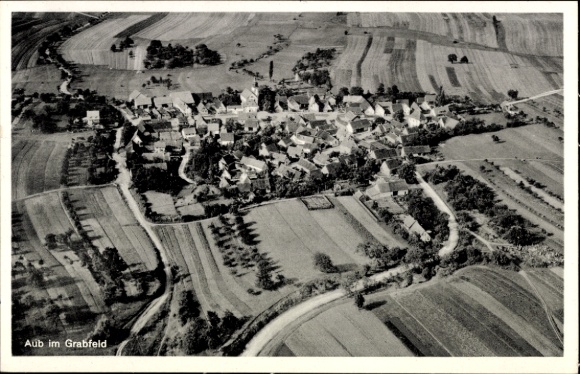 Postcard Aub in Lower Franconia, aerial photograph