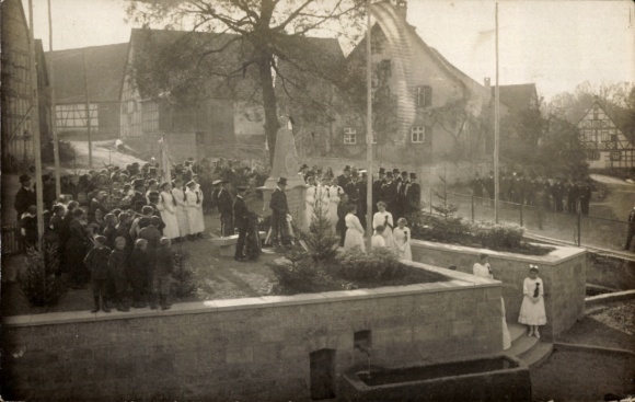 Photo Postcard ? Middle Franconia, Communion, Church Square