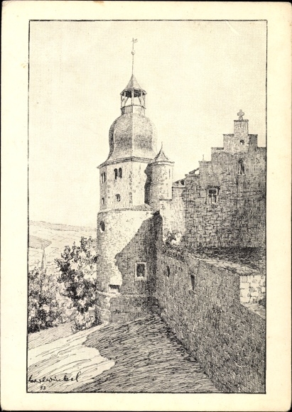 Kąt pocztówki artysty, Karl, Heidenheim an der Brenz, Badenia-Wirtembergia, zamek Hellenstein