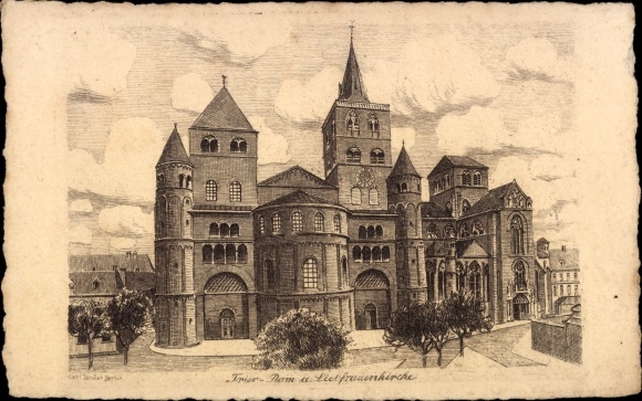 Artist PC Jander, Carl, Trier on the Moselle, Cathedral and Church of Our Lady