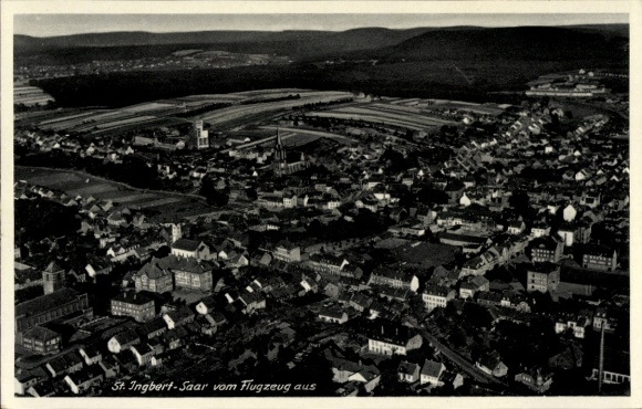 Ak Schüren St. Ingbert im Saarland, Luftaufnahme von  Saar, Landschaft, Stadtansicht