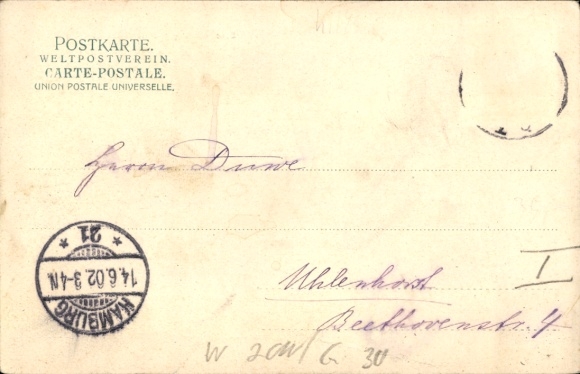 Postcard Hamburg Eimsbüttel Harvestehude, corner of Mittelweg and Harvestehuder Weg