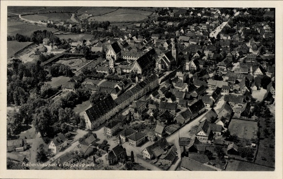 Postcard Babenhausen Swabia, aerial photograph