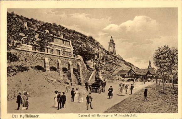 Ak Bad Frankenhausen am Kyffhäuser Thüringen, Denkmal, Sommer- und Winterwirtschaft, Landschaft, 