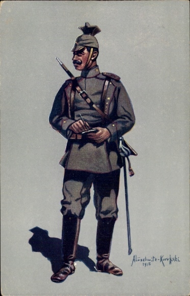 Kunstenaarskaart Lüschwitz Koreffski, privé van de 1e Beierse. Ulanen Regt Kaiser Wilhelm II Bamberg