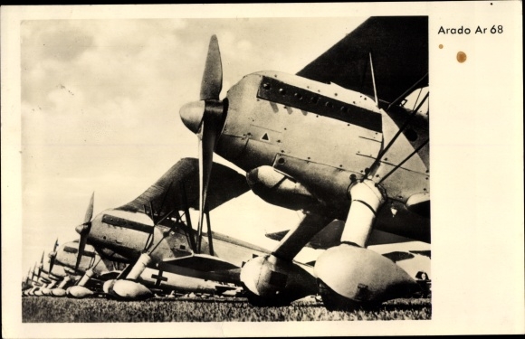 Postcard Arado Ar 68, fighter aircraft, Luftwaffe