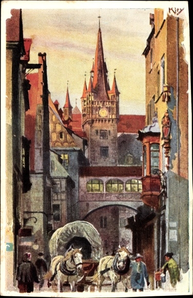 Artist PC Kley, Heinrich, Nuremberg in Middle Franconia, Rathausgasse
