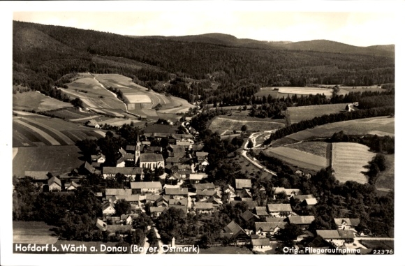 Ak Hofdorf Wörth an der Donau Oberpfalz Bayern, Fliegeraufnahme