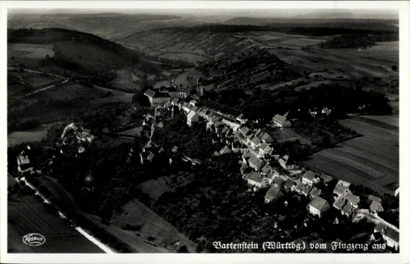 Postcard Bartenstein Schrozberg in Württemberg, aerial photograph