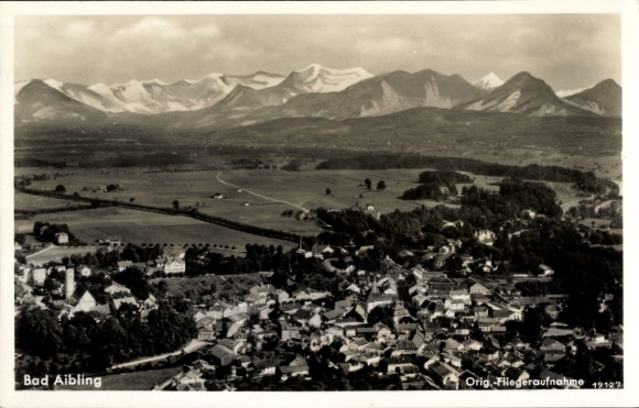 Postcard Bad Aibling in the district of Rosenheim Upper Bavaria, place, aerial photograph