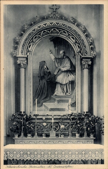 Postcard Zangberg in Upper Bavaria, Educational Institute of the Salesian Sisters of St. Joseph, monastery church, altar