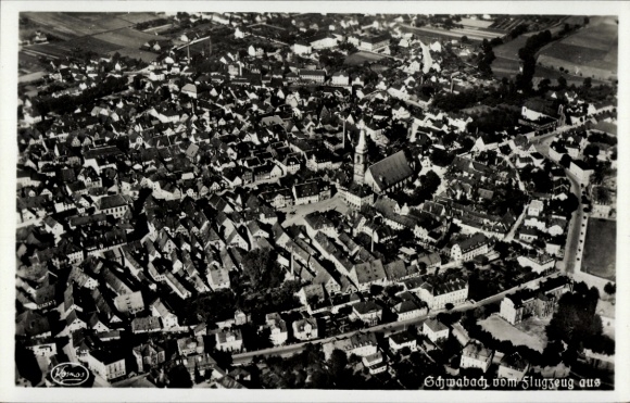 Postcard Schwabach in Middle Franconia Bavaria, aerial photograph