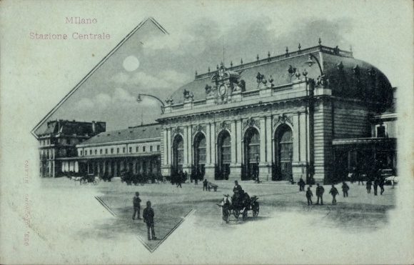 Moonlight Postcard Milano Milan Lombardy, Central Station