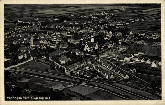 Postcard Vöhringen in Württemberg, aerial photograph