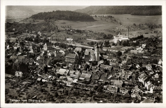 Postcard Tiengen am Oberrhein, aerial photograph of landscape photography, buildings