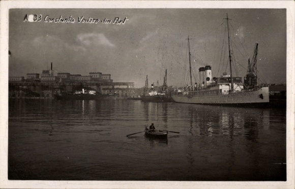 foto Ak Constanța Konstanza Roemenië, haven, stoomschip