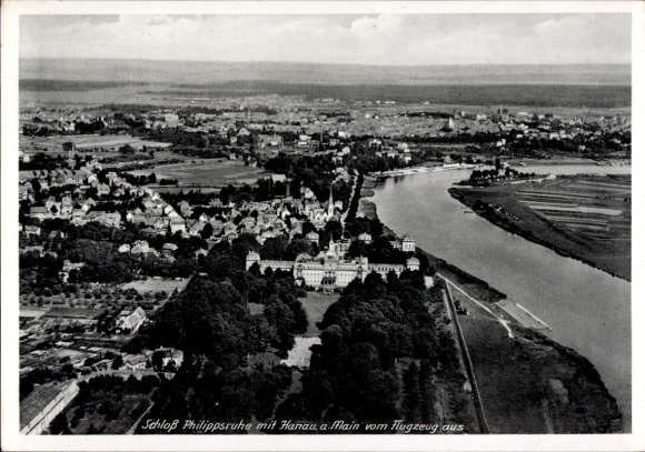 Ak Hanau am Main, Fliegeraufnahme, Schloss Philippsruhe