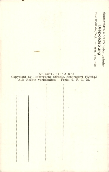 Postcard Lenningen in Württemberg, Diepoldsburg, aerial photograph, Breitenstein