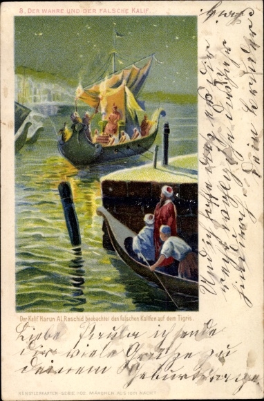 litho sprookje uit 1001 nacht, de ware en de valse kalief