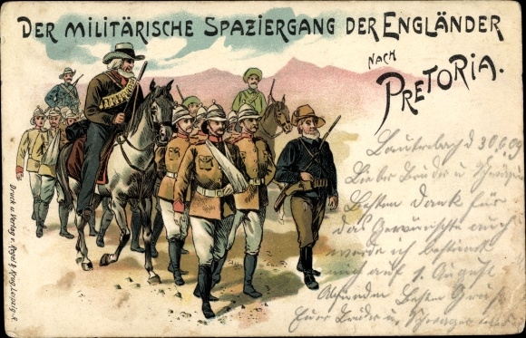Chromo-Litho The English military walk to Pretoria, Boer War