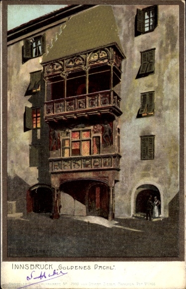 Kunstenaarskaart Diemer, Zeno, Innsbruck in Tirol, Goldenes Dachl