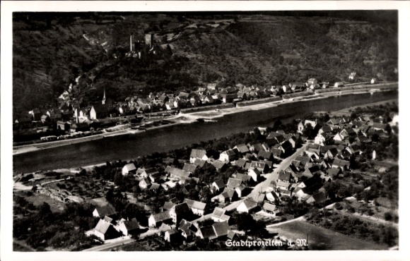 Postcard Stadtprozelten am Main Lower Franconia, aerial photograph