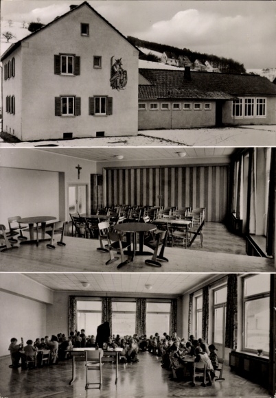 Ak Leidsbach in de Spessart Neder-Franken, katholieke kleuterschool, interieur