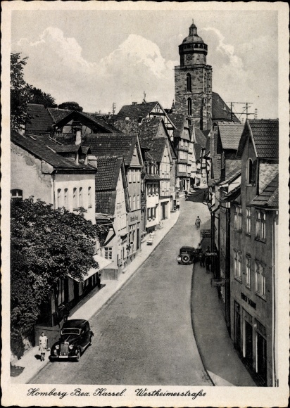 PC Homberg on the Efze in Hesse, lot on Westheimer Strasse with a view of the church