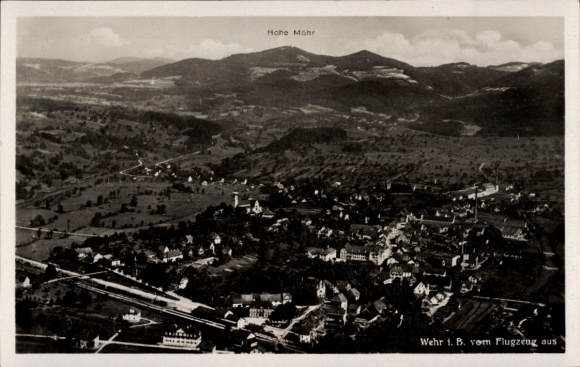 Postcard Wehr in Baden, aerial photograph