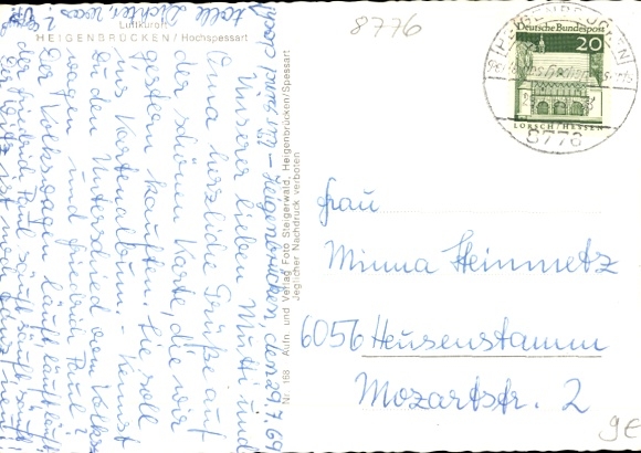 Postcard Heigenbrücken in Spessart Lower Franconia, general view, swimming pool