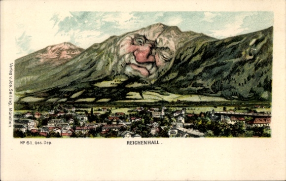 Artist Postcard Bad Reichenhall, mountain face, Hochstaufen