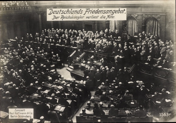 PC Berlin, Germany&#39;s peace offer, Chancellor Bethmann Hollweg reads the note, I WK