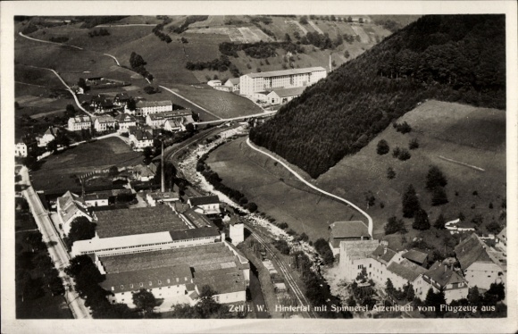 Zell im Wiesental, aerial photograph, Hintertal, Atzenbach spinning mill