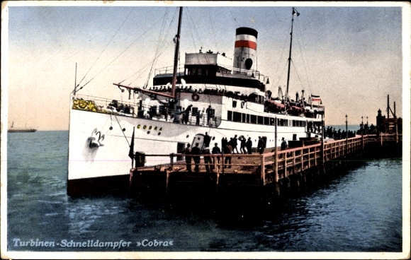 Postcard HAPAG steamer Cobra, seaside resort service
