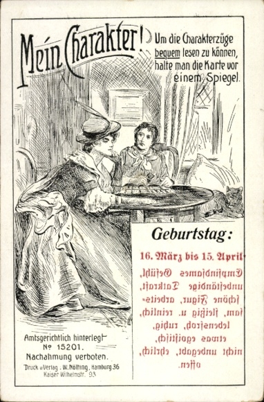 Postcard My Character, Birthday 16 March to 15 April