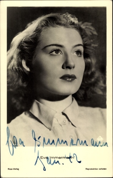 Ak-actrice Eva Immermann, portret, handtekening