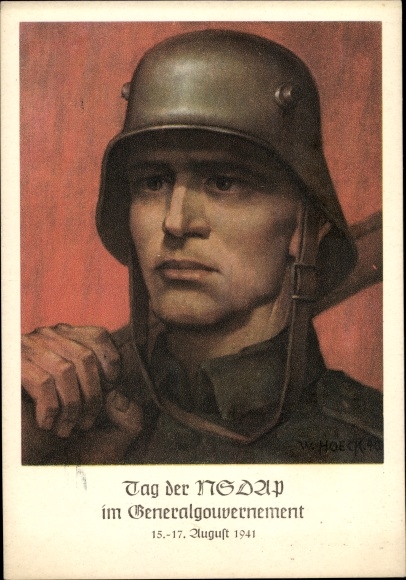 Artist Postcard Hoeck, W., Krakow, Day of the NSDAP in the General Government 1941, Wehrmacht soldier