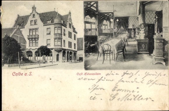 Ak Calbe an der Saale, Café Hohenzollern, Speiseraum