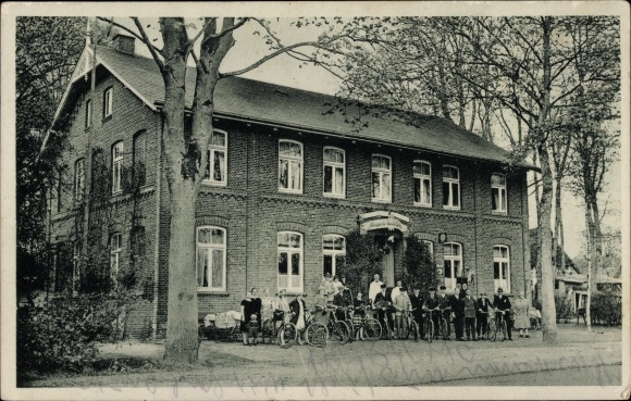 Ak Agathenburg wijk Stade, herberg Borstels, fietsen