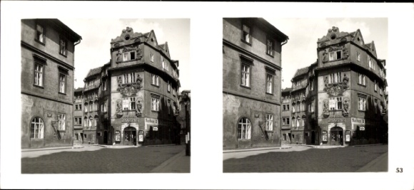 Stereofoniczny obraz przestrzenny zdjęcie Praga Praga, stare miasto, Karlsgasse, Dom przy Złotej Studni, dom duchów