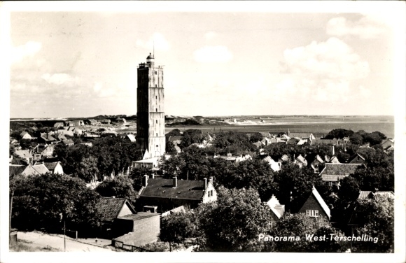 Postcard West Terschelling Friesland Netherlands, panorama, lighthouse